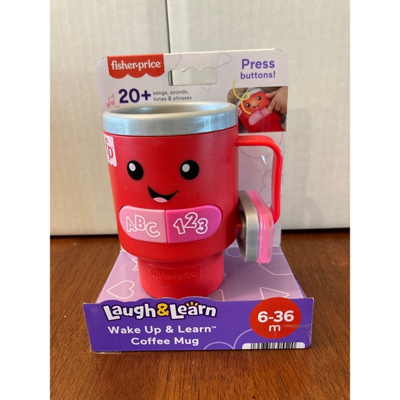 Fisher-Price Laugh & Learn Wake Up & Learn Coffee Mug 20+ Sounds Songs - Picture 1 of 7